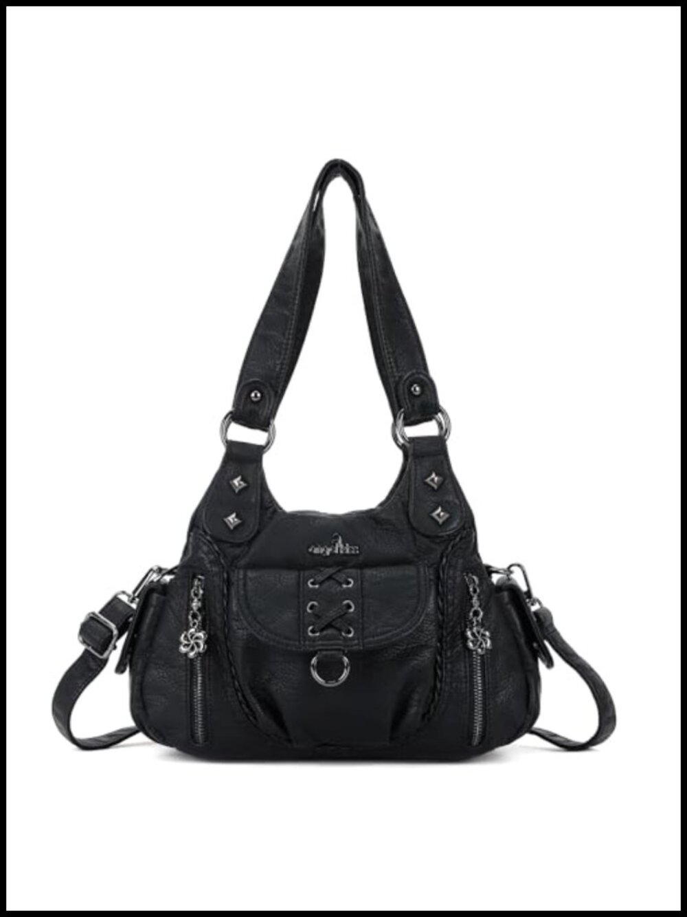 Vegan Leather Hobo Shoulder Bag Multi-Pocket Crossbody Tote